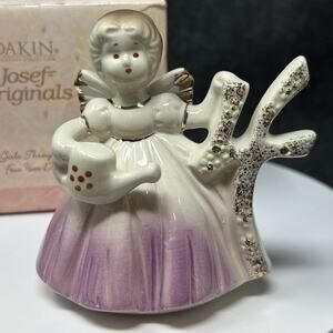 Vtg Josef Originals Birthday Girl Age 4 Figurine Lavender Purple Dress Dakin Box